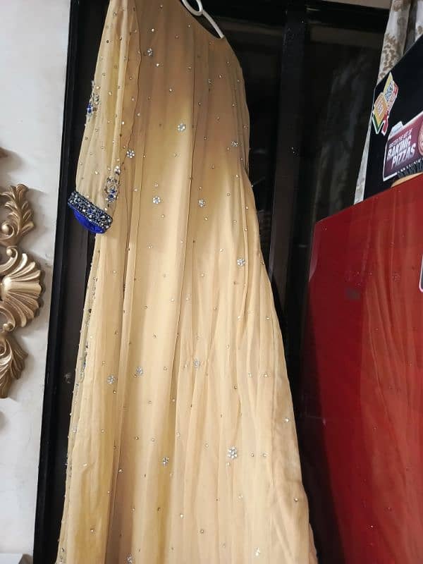 Full Heavy Maxi in Golden Colour with Purple Heavy Dupatta 8