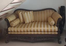 Two seater Wood carved sofa