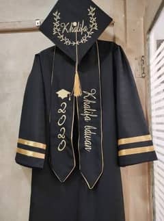 graduation gown cap tassel and stole with customized embroidery