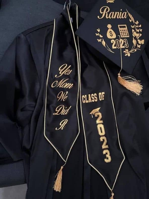 graduation gown cap tassel and stole with customized embroidery 2