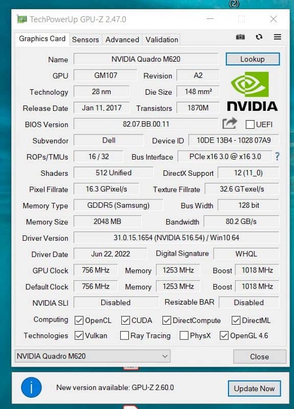 Dell precision 3520 with HQ processor 11