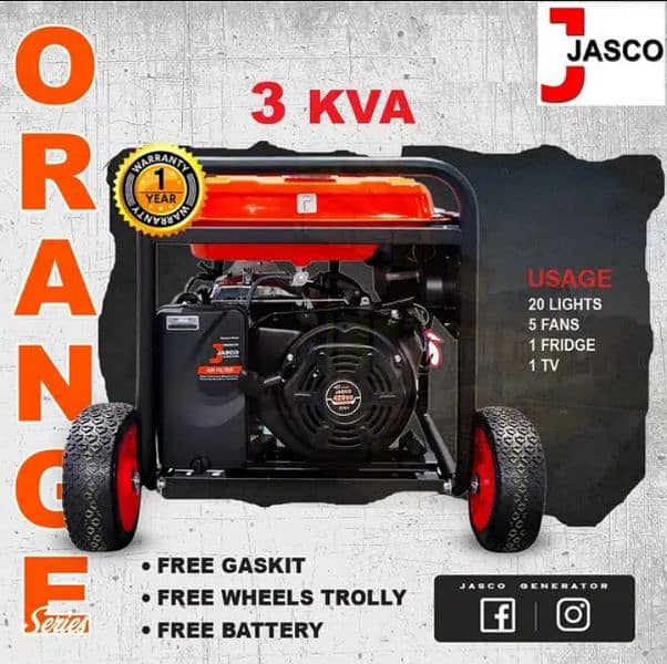 Jasco Riggid 3KVA Generator (2 months Used) 9