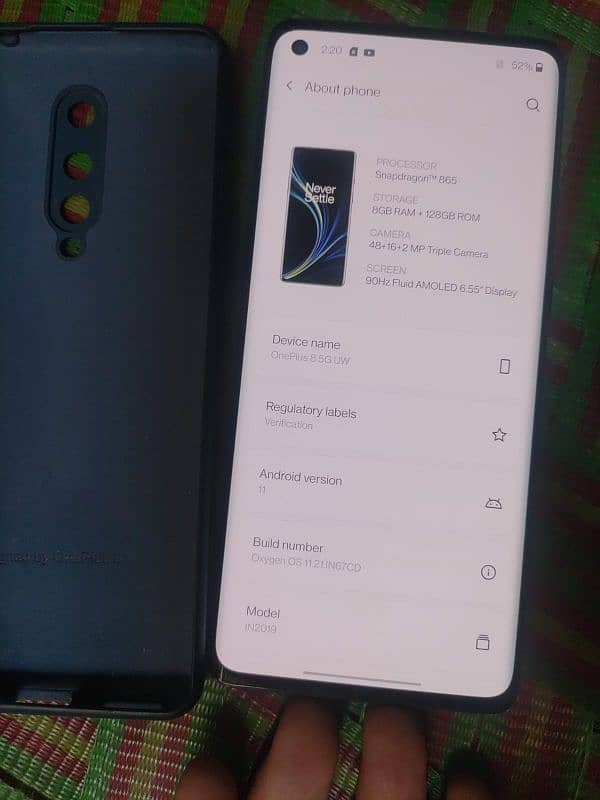 OnePlus 8 Single Sim Non PTA 8/128 7