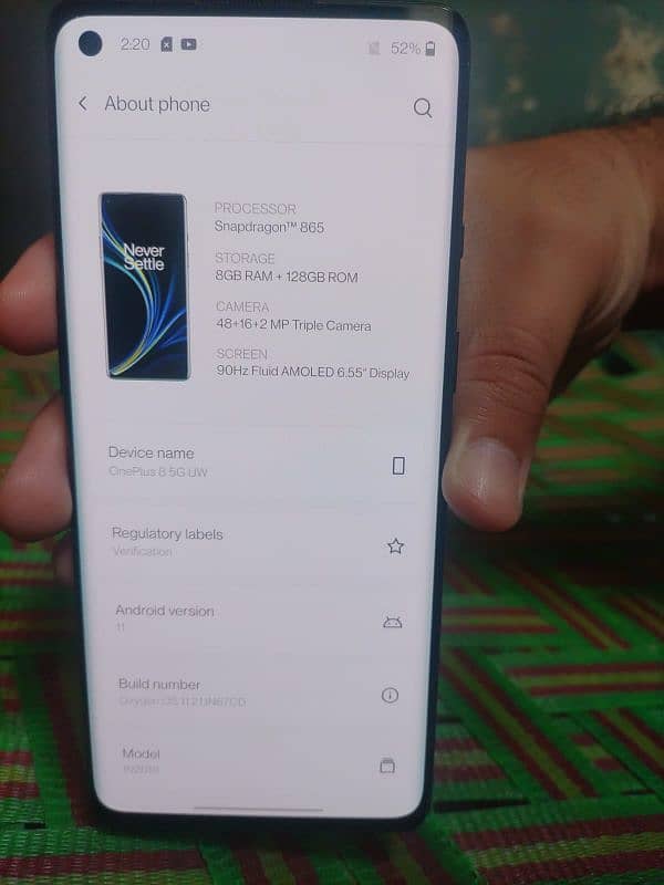 OnePlus 8 Single Sim Non PTA 8/128 8