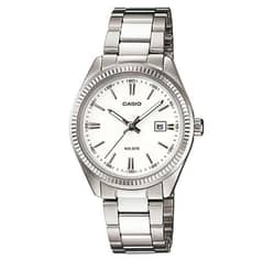 Casio LTP-1302D-7A1V White Analog Silver Chain Ladies Watch