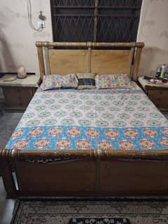 Double Bed with Mattress, Side tables and Dressing table