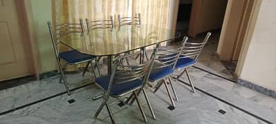 Steel Dining Table with 6-chairs