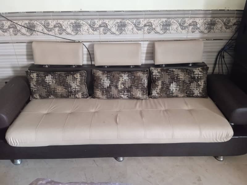 Sofa set (7 seater) with four extra sitting murah stools 2