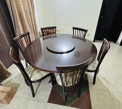 Revolving Top round wooden dining table set with 6 chairs