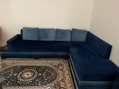 L Shaped Blue Sofa Set