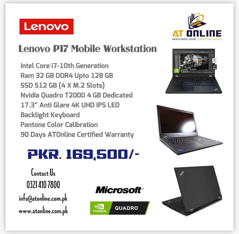 Lenovo P17 Mobile Workstation Intel Core i7-10th Gen Ram 32 GB SD 512 0