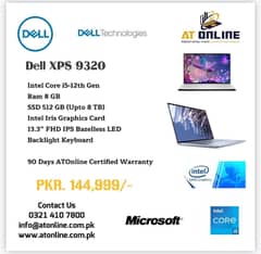 Dell XPS 9320 Intel Core i5-12th Gen Ram 8 GB SSD 512 GB