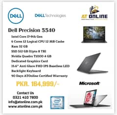 Dell Precision 5540 Intel Core i7-9th Gen 6 Cores 12 Logical CPU 12 M