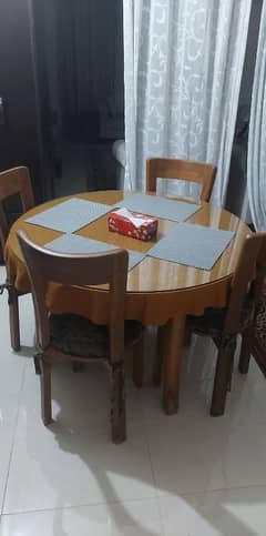 Dining table for sale /with four chairs/ wooden dining