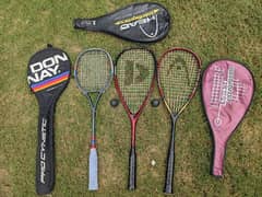 Imported Squash Racquets With Original Covers