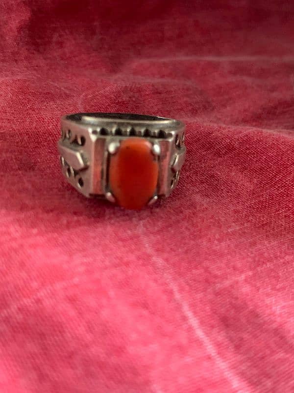 Marjan stone with heavy Silver ring 1