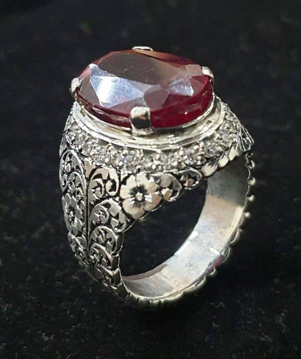 silver ring in reasonable price with real stone 5