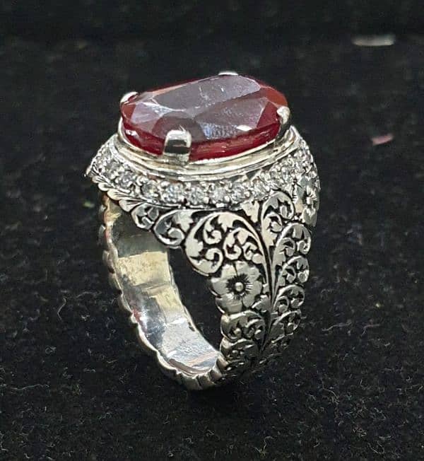 silver ring in reasonable price with real stone 6