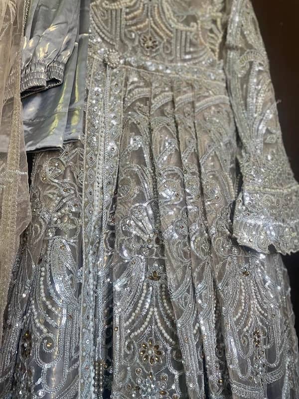 Branded formal Net +embroidery Silver  Mexi for Valima occasion 4