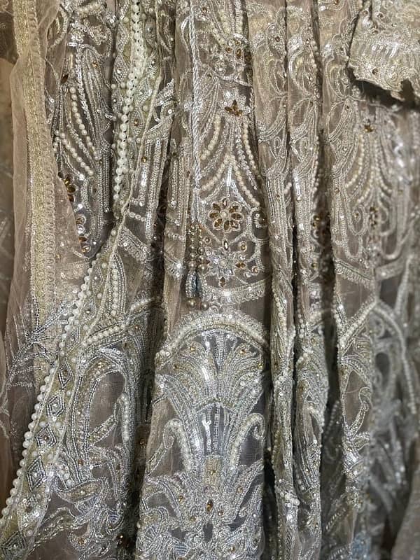 Branded formal Net +embroidery Silver  Mexi for Valima occasion 6