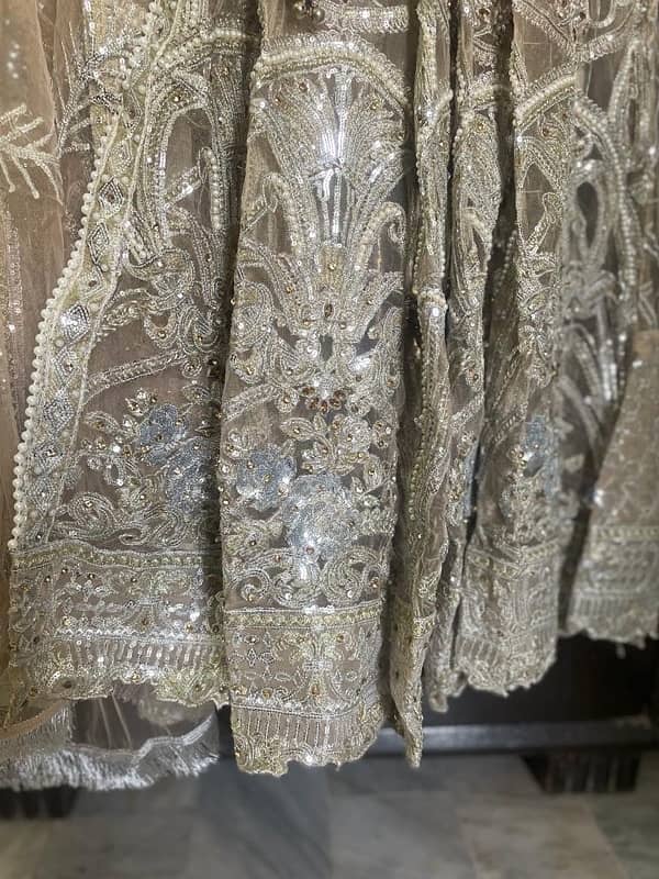 Branded formal Net +embroidery Silver  Mexi for Valima occasion 7