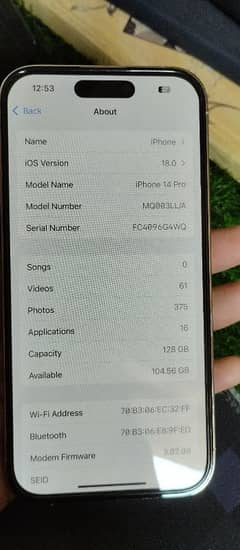 iphone 14 pro 128Gb Lla