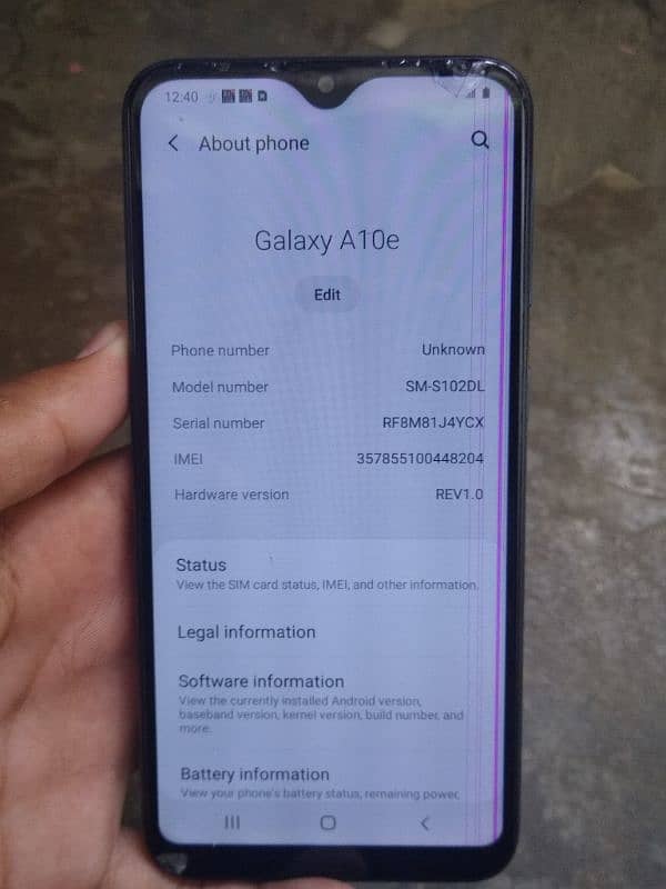 SAMSUNG A10E SCREEN PER LINE HA BAKI BILKUL OK HAI ORGINAL BATTERY 0