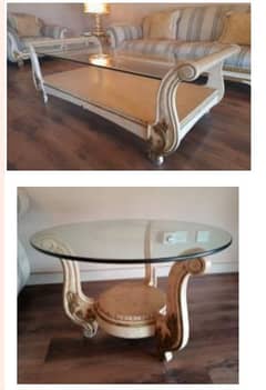 Center table with two side tables Glass top