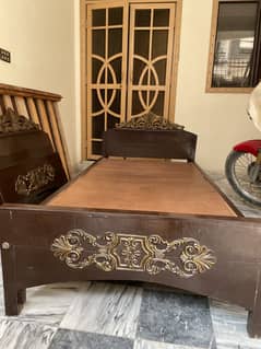 2 Single Beds Pure Shisham Wooden Beds For Sale with Mattress