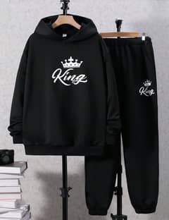 2 pcs Men’s Fleece Printed Hoodies Track Suite