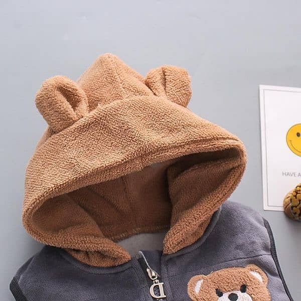 CHILDREN'S CLOTHES CARTOON PLUSH BEAR THREE PIECE SET AUTUMN & WINTER 1