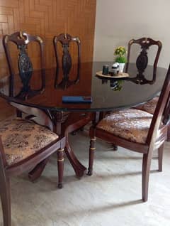 8 Chair sized Dining Table Including Six Chairs