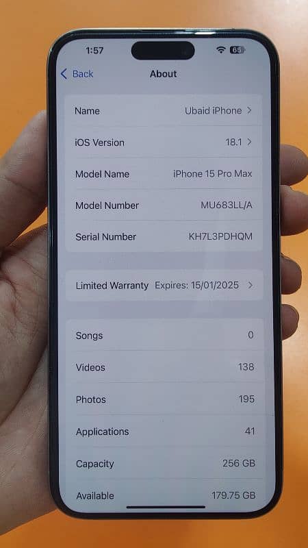 iphone 15pro Max jv 256 GB natural titanium 9