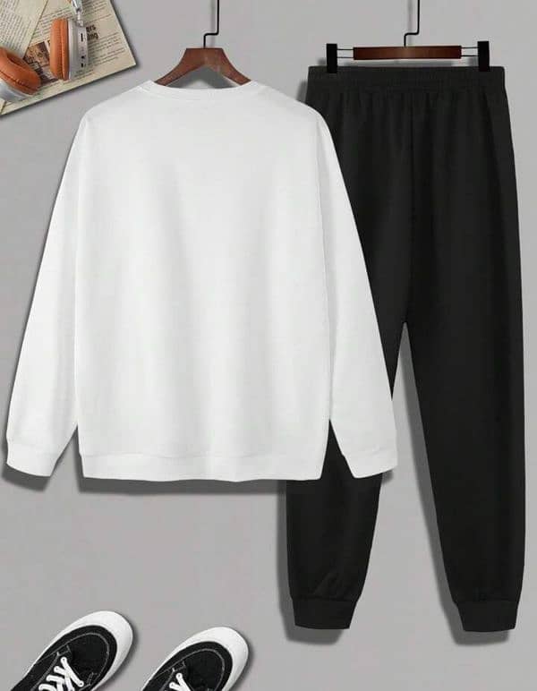 2 pcs Men Fleece plain hoodie track Suit 2