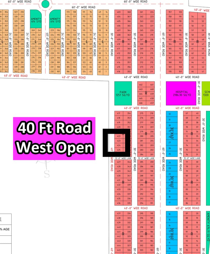 R - 423 (40 FT Road + West Open) North Town Residency Phase - 01 2