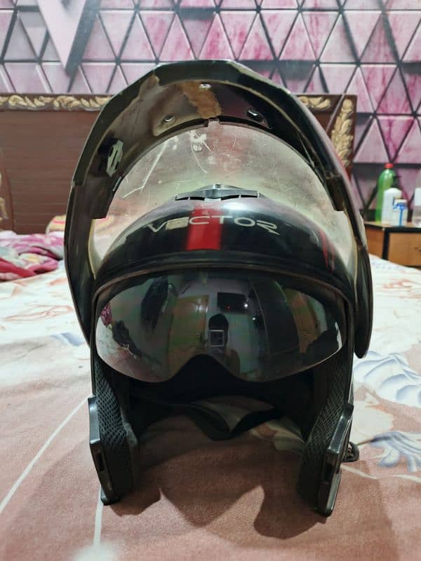 vector 3 in 1 flip up helmet double visor 1