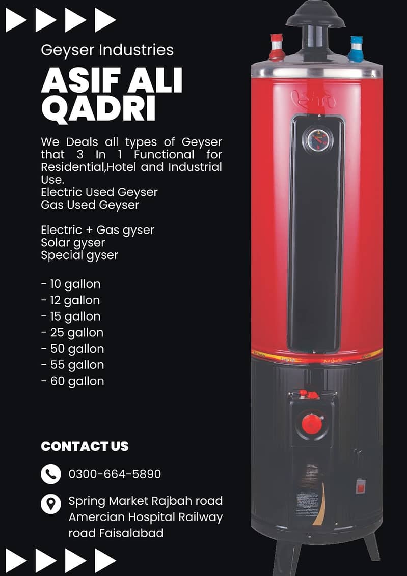 Solar geyser/ Gas geyser/ Electric geyser/Dual geyser/Hybrid geyser 1