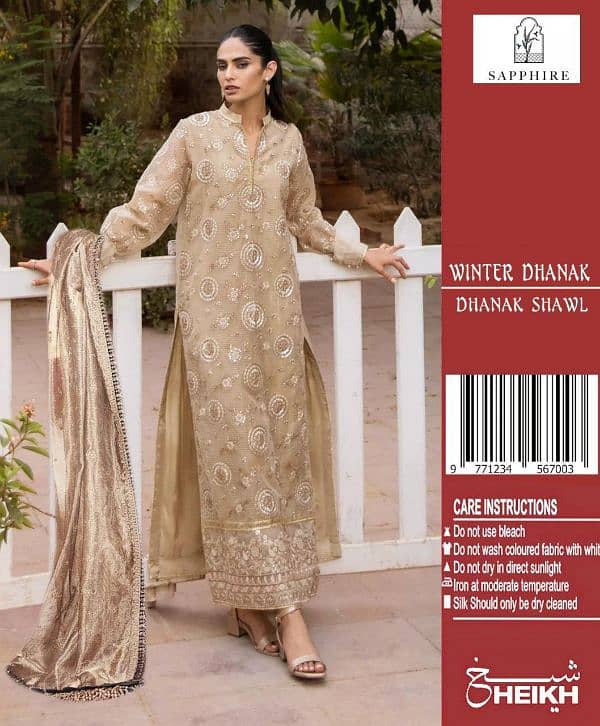 2 Pc Women Unstiched Dhanak Suit 0