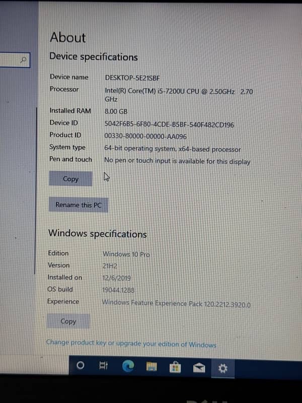 Dell Laptop Core i5 7th generation 3