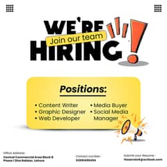 media buyer, content writer, graphic designer