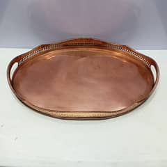 Antique Large Oval Tray with Intricate Engravings Perfect for Serving