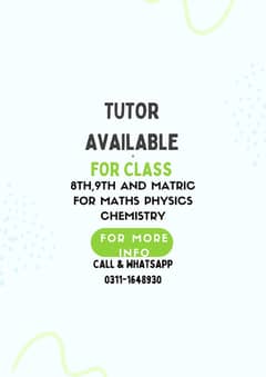 Tutor Available (03111648930)