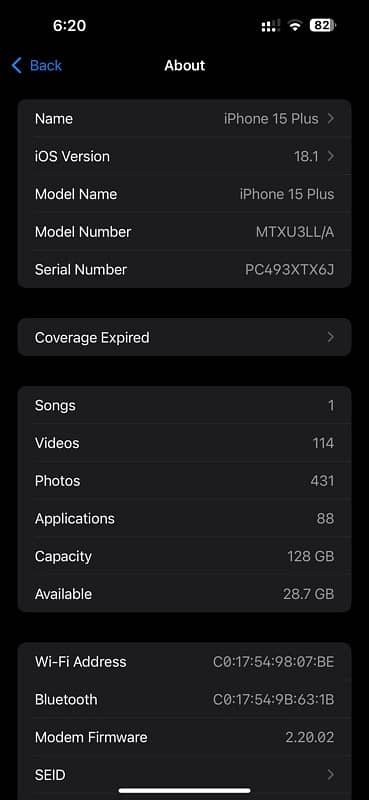 Iphone 15 Plus Dual Sim PTA approved 128GB 2