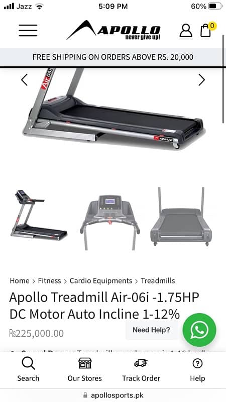 Apollo Air 06i Treadmill with Auto Incline for Sale in best condition 6