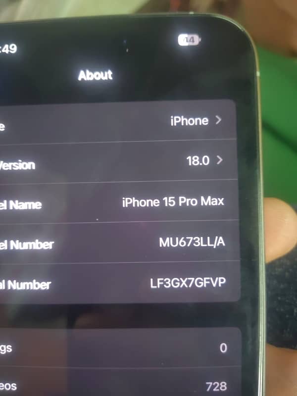 Iphone 15 pro max LLA 1