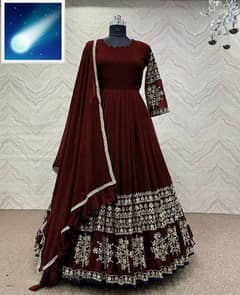 3 Pcs Women's Stitched Silk Embroidered Maxi.