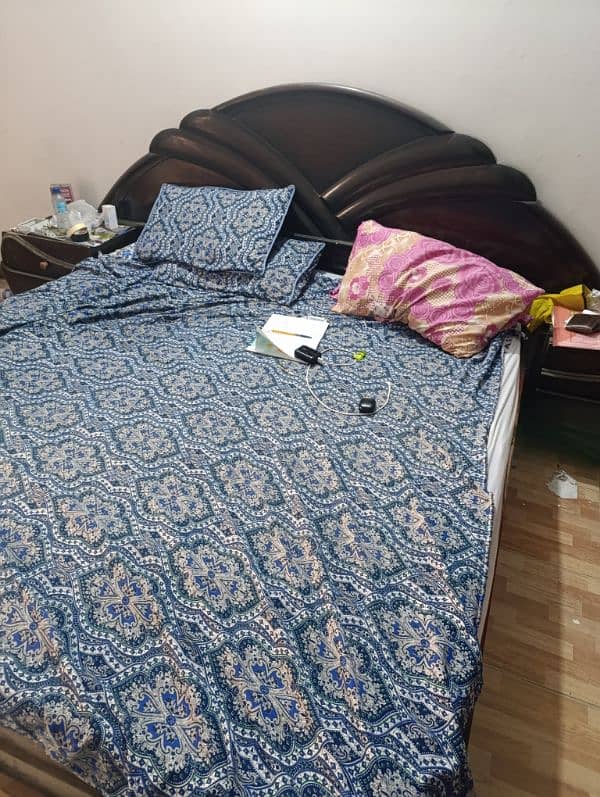 king size bed with mattress fridge. all in good condition . 03016668806 1