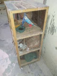 3 Portion Wooden Cage for Birds and Hens