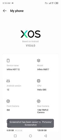 Infinix hot 12 6.128 0