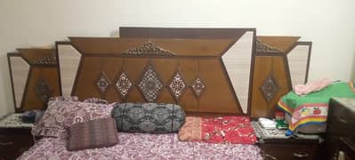 Queen size Bed with 2 size table,Dressing , 3 door wardrobe